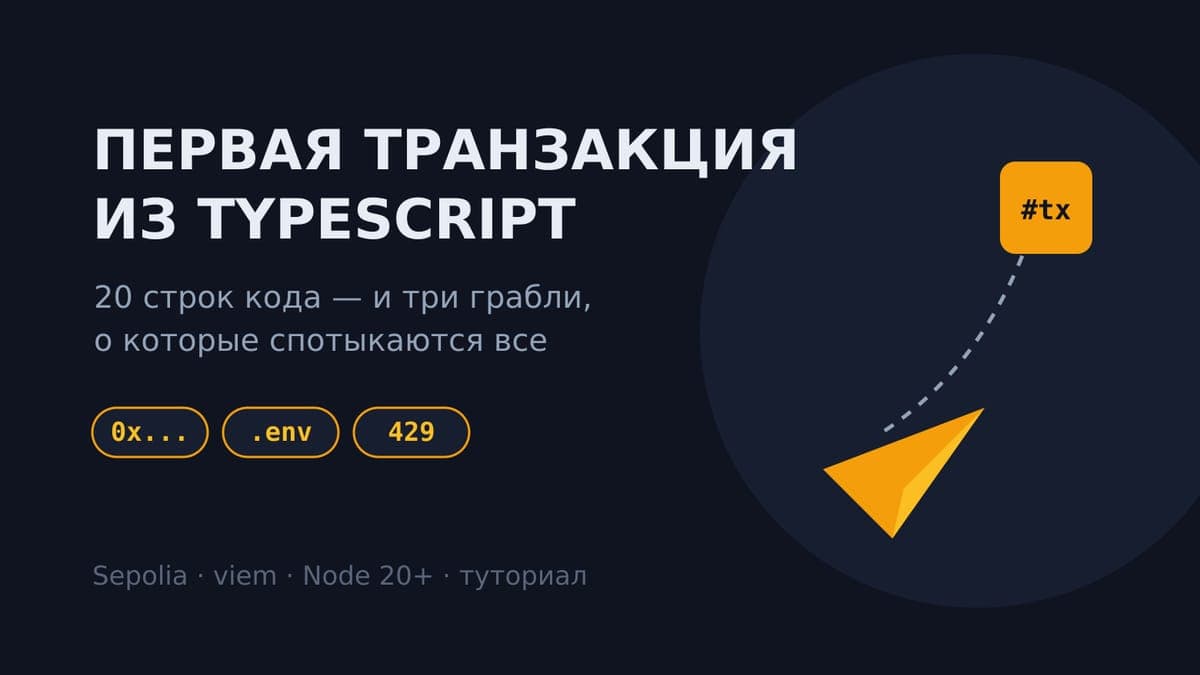 Первая транзакция в Ethereum из TypeScript: 20 строк кода и три грабли по дороге