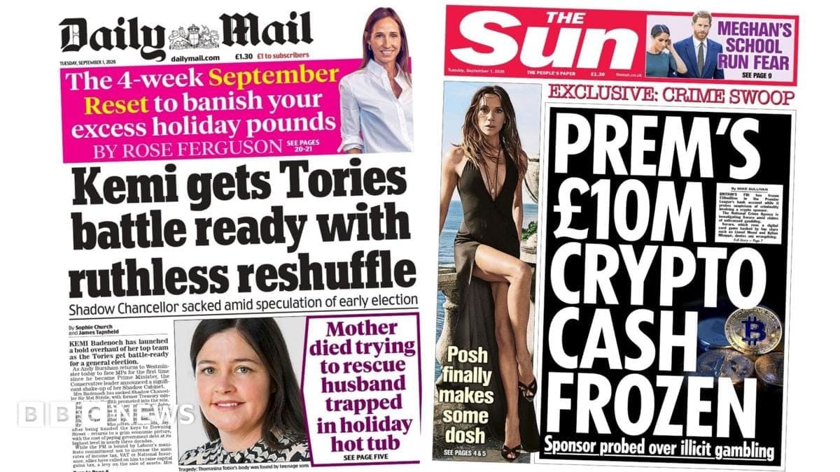 The Papers: 'Kemi gets Tories battle ready' and 'Posh makes some dosh'
