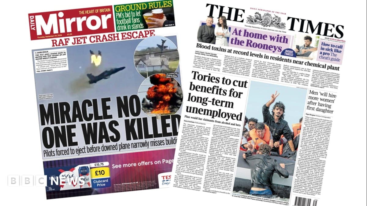 The Papers: 'RAF jet crash escape' and 'Tories to cut benefits'