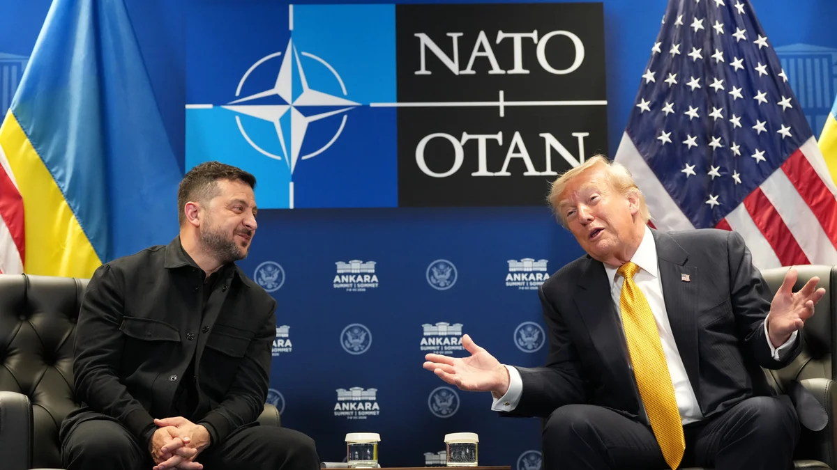 Trump wraps NATO summit on a positive note, after meeting Zelenskyy