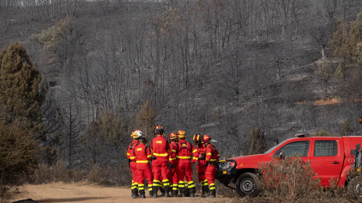 El fuego de La Mierla entra en "una fase de razonable optimismo" y comienzan los realojos: "Hay mucha tristeza, pero al menos las llamas no entraron al pueblo"