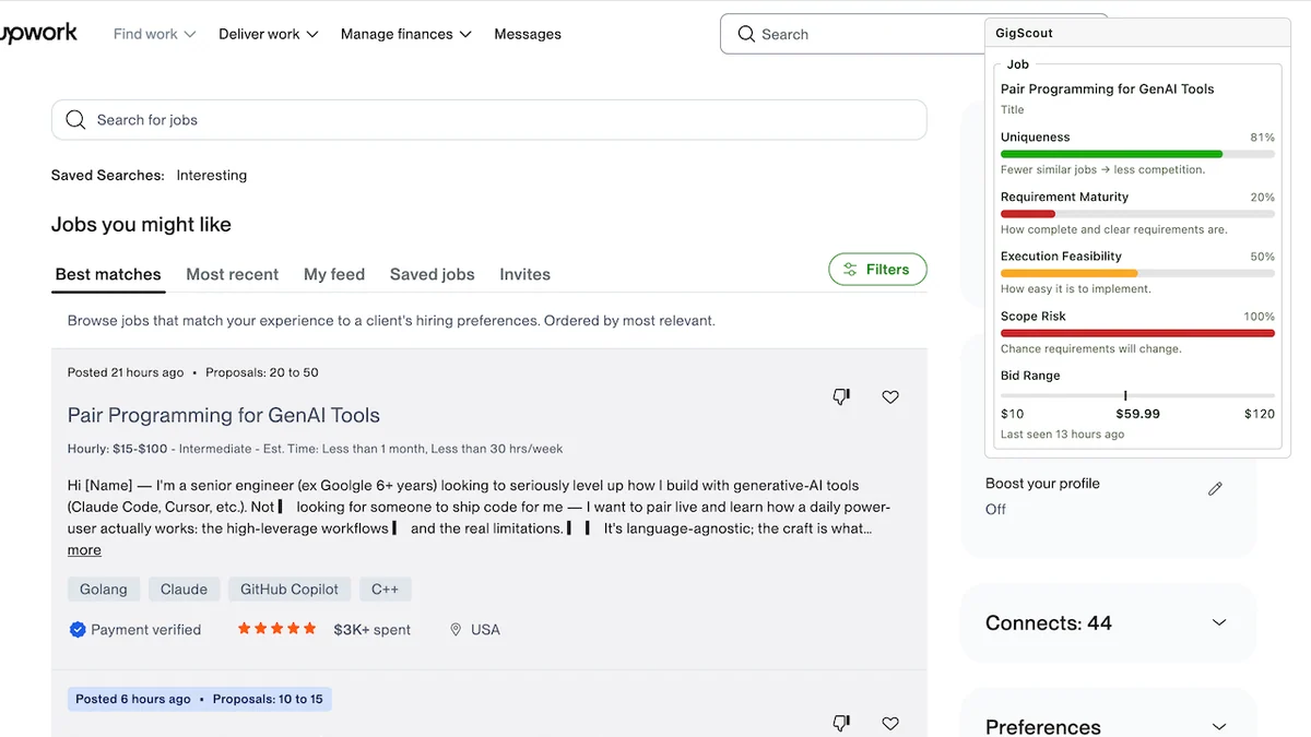 Chrome-расширение для Upwork: архитектура, метрики и опыт разработки с помощью ИИ