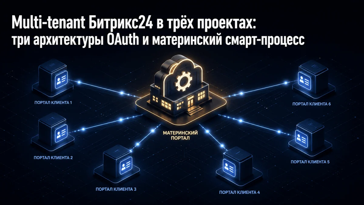 Multi-tenant Битрикс24 в трёх проектах: три архитектуры OAuth-токенов и лицензирование через материнский смарт-процесс