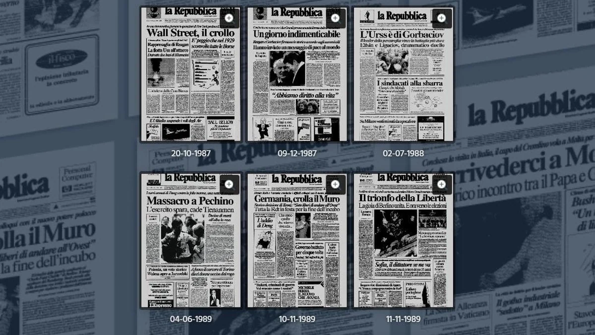 Le prime pagine di Repubblica, dal 1986 al 1995: il peso della storia