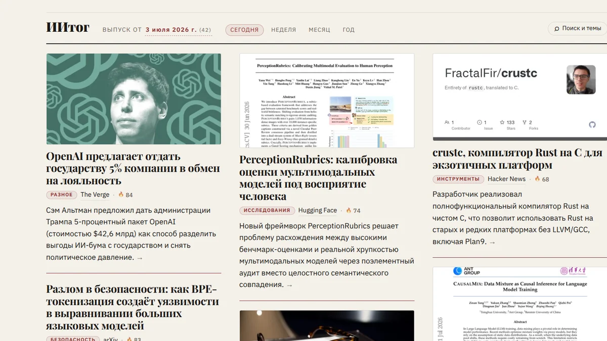 iitog.ru — ежедневный дайджест мировых новостей об ИИ