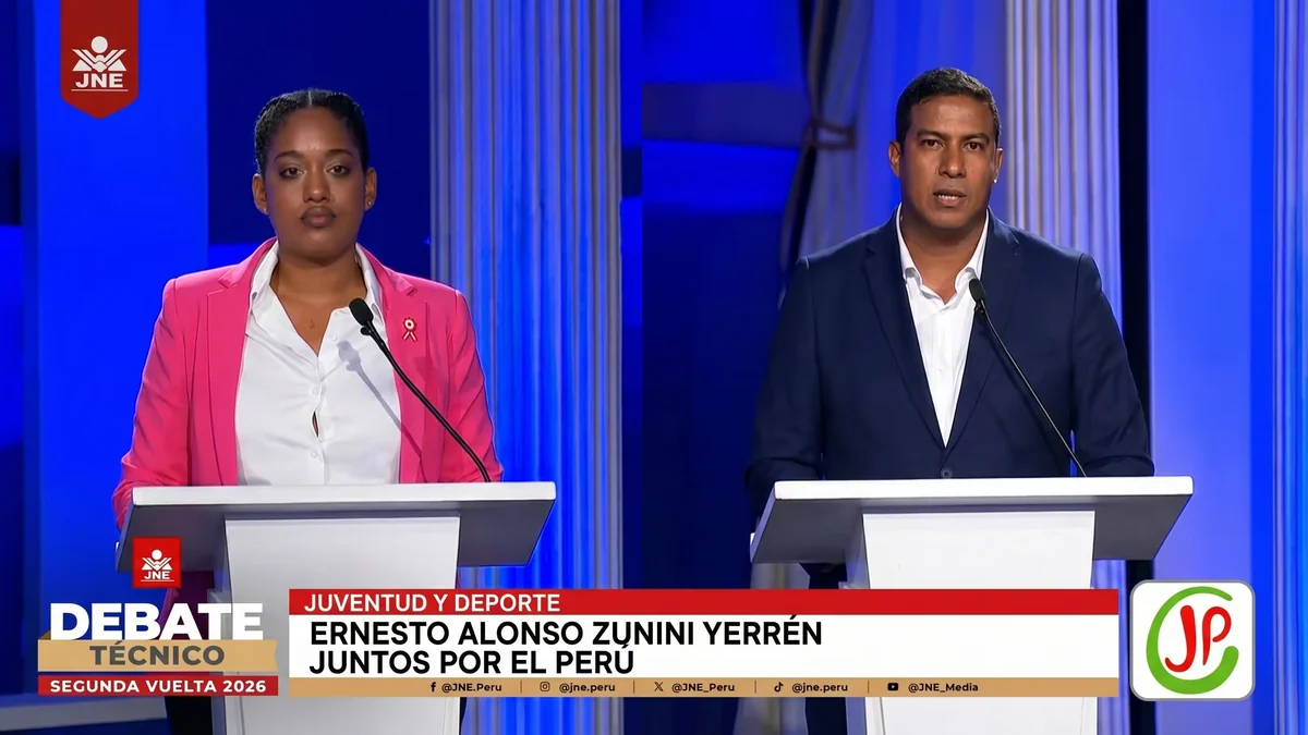 Debate técnico 2026: Rosangella Barbarán y Ernesto Zunini chocan por las propuestas para juventud y deporte en la segunda vuelta