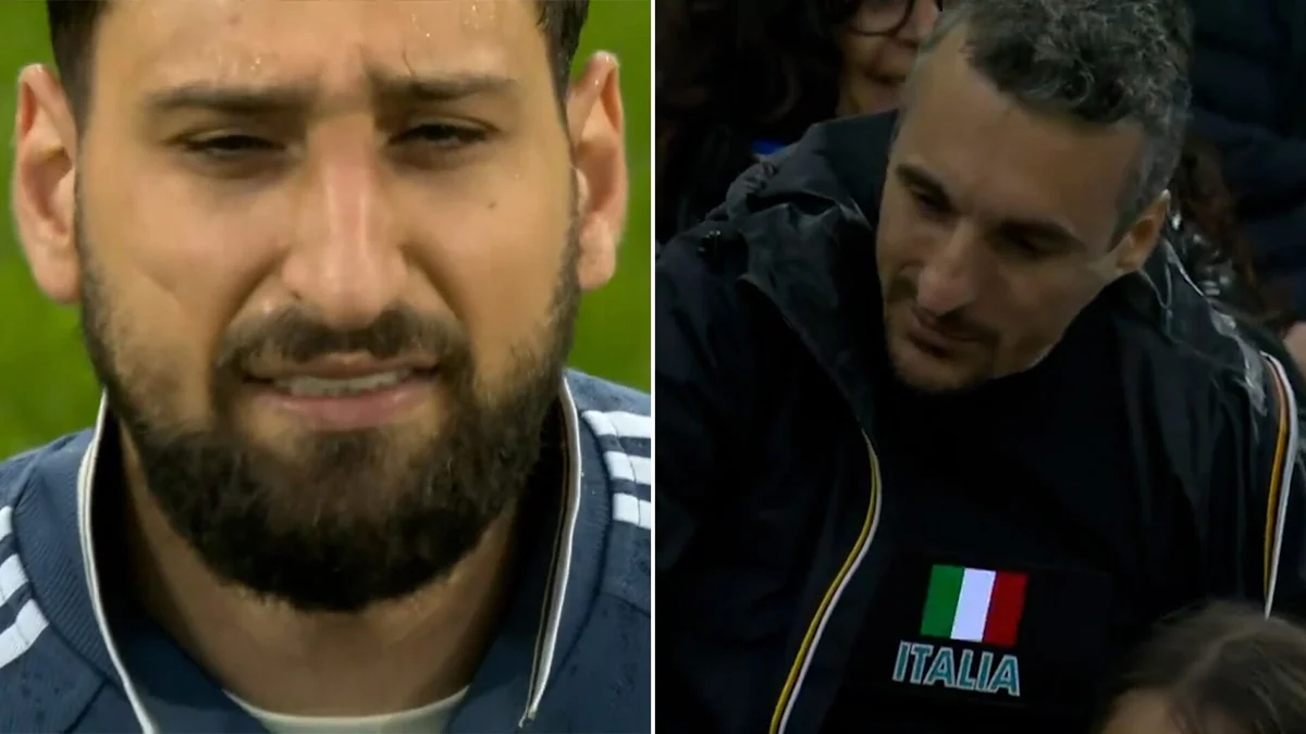 El gesto de Donnarumma en el himno de Italia durante el primer amistoso tras quedarse sin Mundial: la camiseta que hizo furor