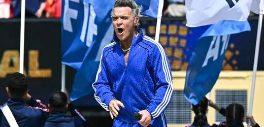 Robbie Williams beim WM-Finale: Ist das Koks oder kann das weg?