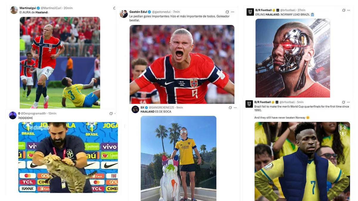 Los mejores memes de la histórica eliminación de Brasil del Mundial: del vikingo Haaland al festejo argentino por Noruega