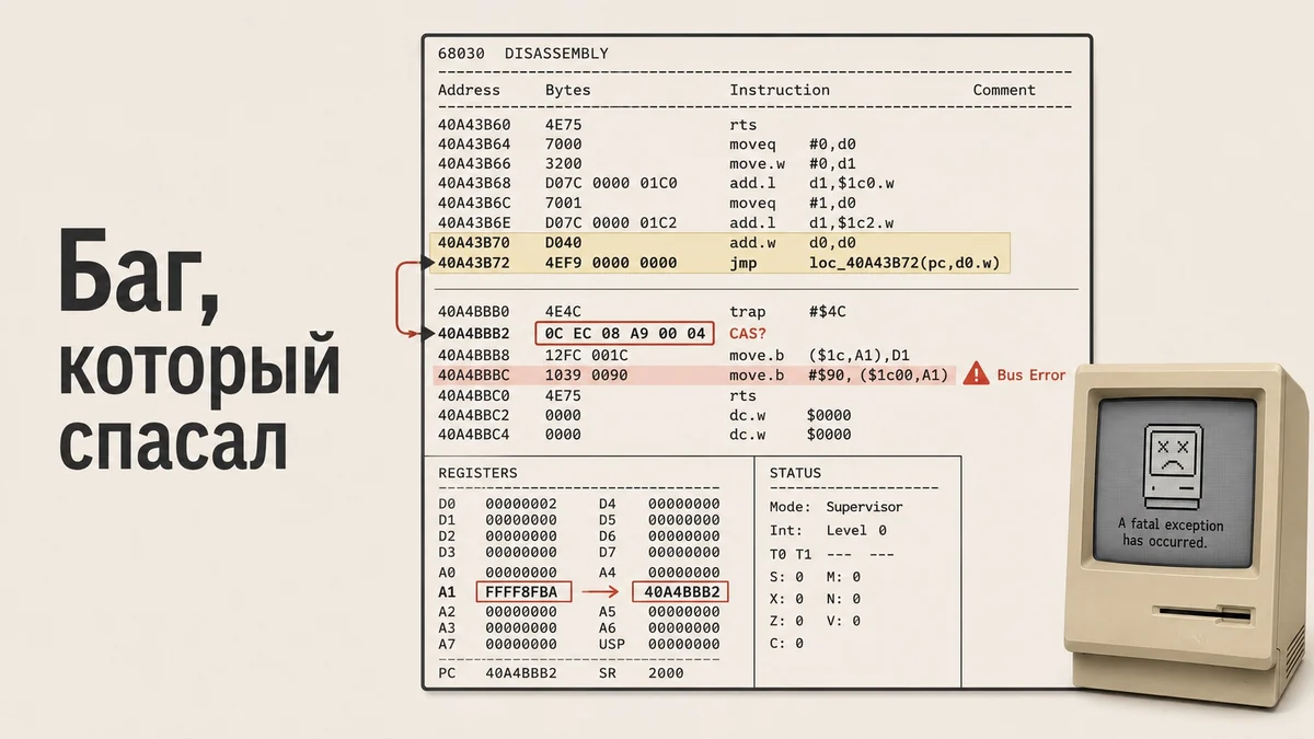 Apple выпустила Mac с багом в ПЗУ. 35 лет его спасала некорректно закодированная инструкция 68030