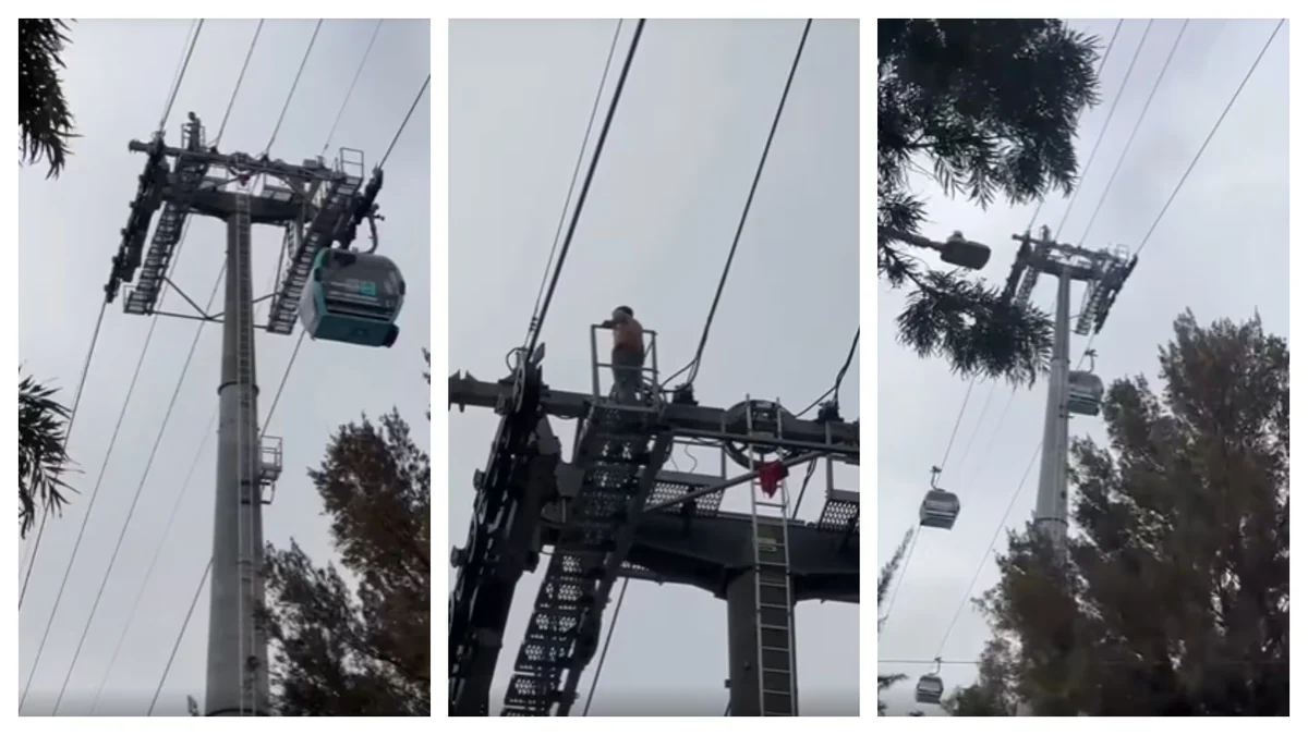 Hombre subió a torre de la L1 del Cablebús y suspenden el servicio para rescatarlo