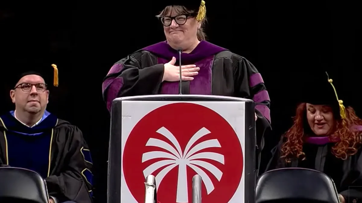 An AI announcer mispronounced and skipped names during a graduation