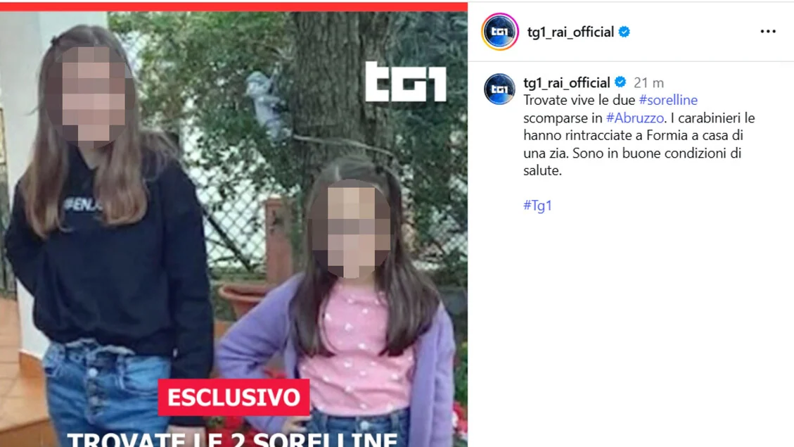 Ritrovate le due sorelline scomparse dalla casa famiglia