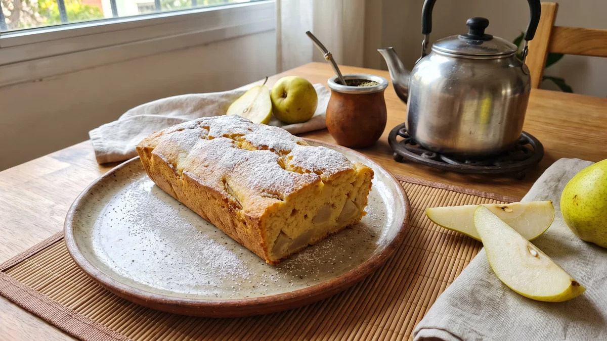 Receta de budín de harina de garbanzo y peras, rápida y fácil