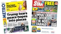 The Papers: 'Iran war back on' and 'Count Binface exclusive'