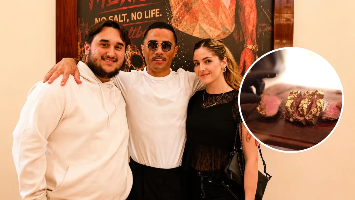 Critican al hijo menor de AMLO por cenar en restaurante de lujo famoso por sus filetes con oro comestible