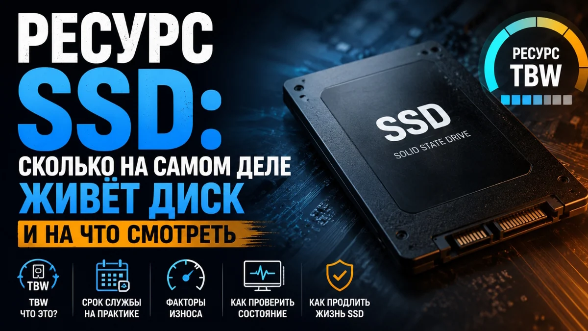 Ресурс SSD: сколько на самом деле живёт диск и на что смотреть