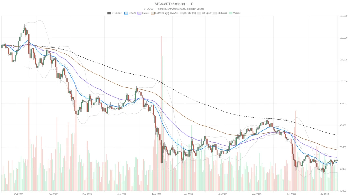 Prezzo Bitcoin fermo a 64.200$: Fear & Greed a 26, breakout in vista?