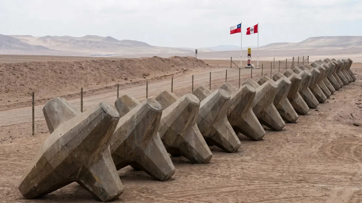 Chile instala gigantescos tetrápodos de 16 toneladas en la frontera con Perú para frenar el contrabando y el tráfico de migrantes
