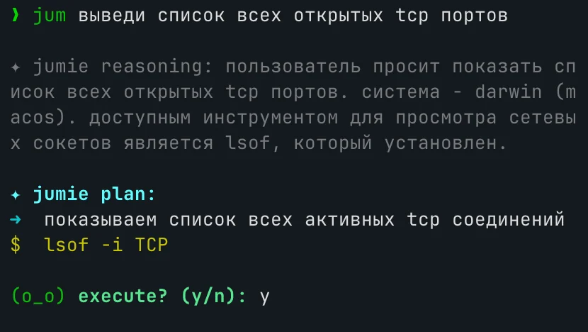 jumie — локальный ИИ ассистент в терминале