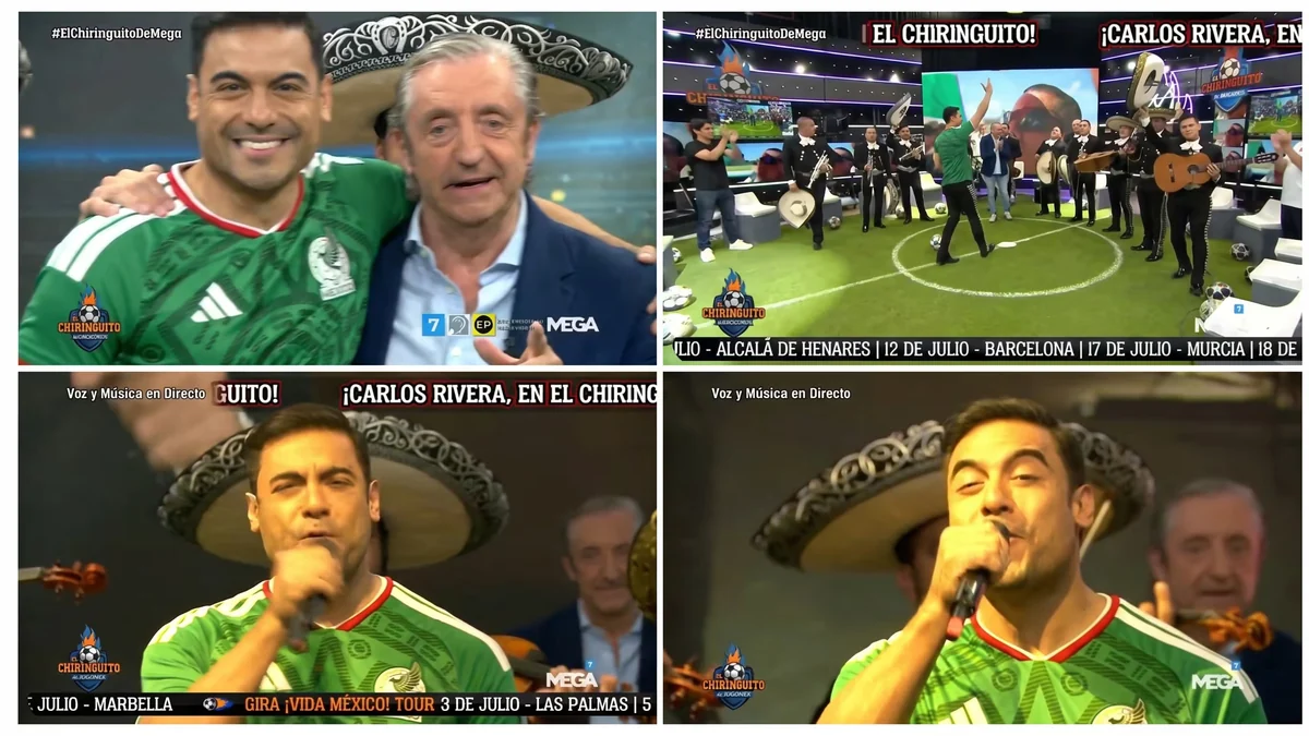 Carlos Rivera canta “El Rey” con mariachis en El Chiringuito antes del partido México vs Ecuador