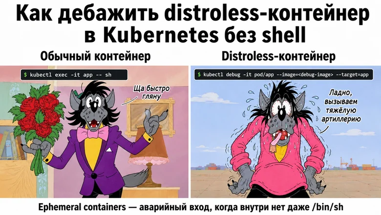 Как дебажить distroless-контейнер в Kubernetes без shell: ephemeral containers на практике