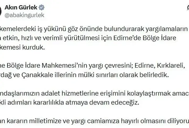 Edirne'de Bölge İdare Mahkemesi kuruldu