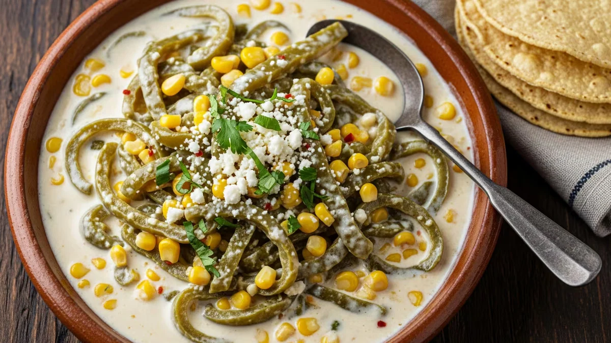 Rajas con crema y elote: el platillo mexicano cremoso que conquista cualquier comida