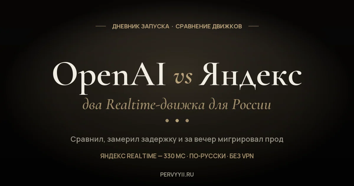 OpenAI Realtime против Яндекс Realtime: сравнил два голосовых движка для России и за вечер пересадил свой прод