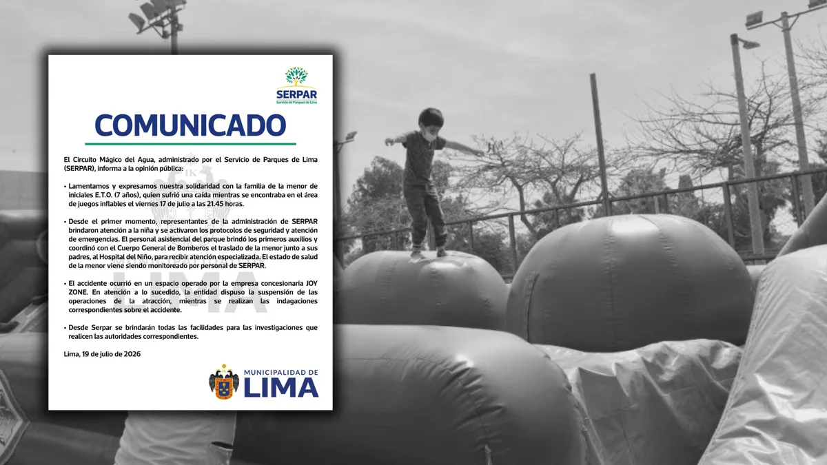 MML suspendió operaciones de juegos inflables que dejó grave a niña en el Circuito Mágico del Parque del Agua