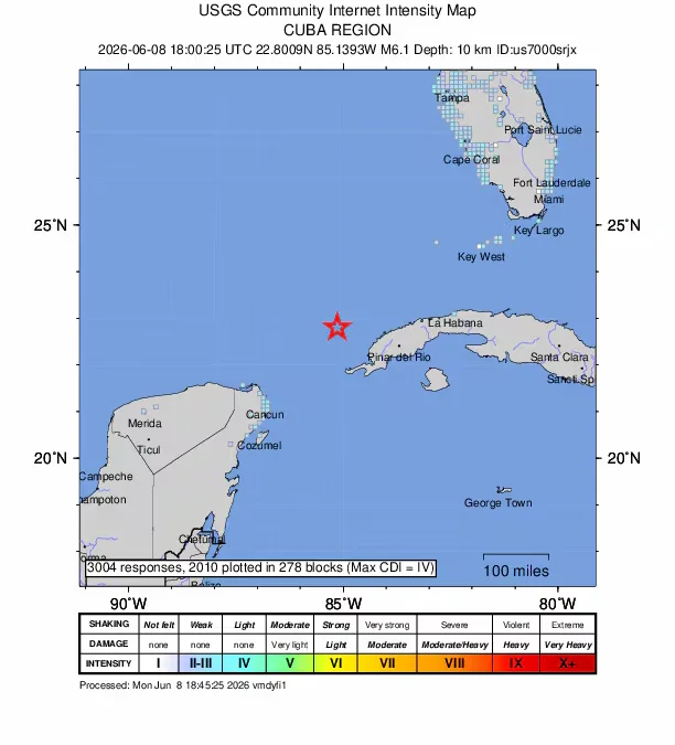 Un terremoto de magnitud 6.1 en Cuba sacude también Florida