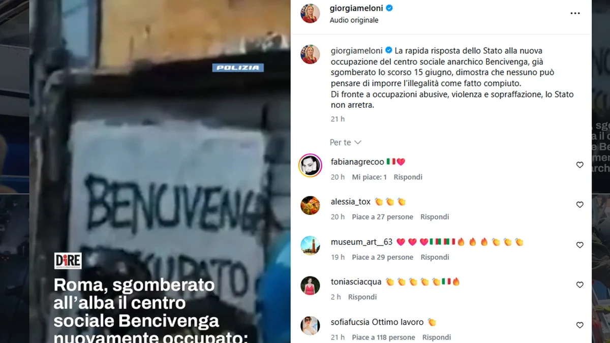 Sgomberi, migranti rimpatriati e agenti aggrediti: Meloni sui social punta tutto sulla sicurezza