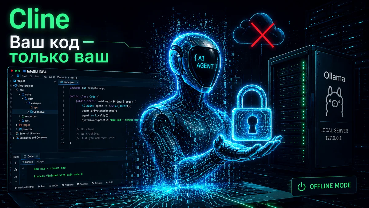 Ваш код — только ваш: как AI-агент Cline работает в IntelliJ IDEA полностью офлайн