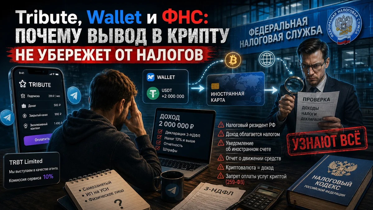 Tribute, Wallet и ФНС: почему вывод в крипту не убережет от налогов