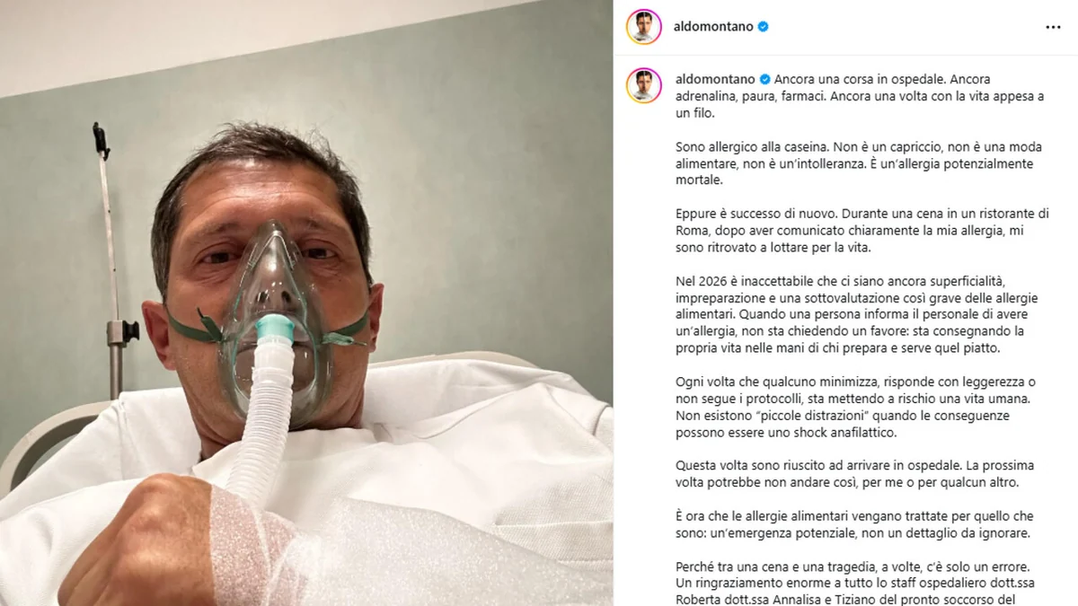 Spavento per Aldo Montano, ricoverato d'urgenza in ospedale per choc anafilattico