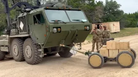 Spezielle Radtechnik: Leichter Roboter zieht 100-mal schwereren Militärtruck