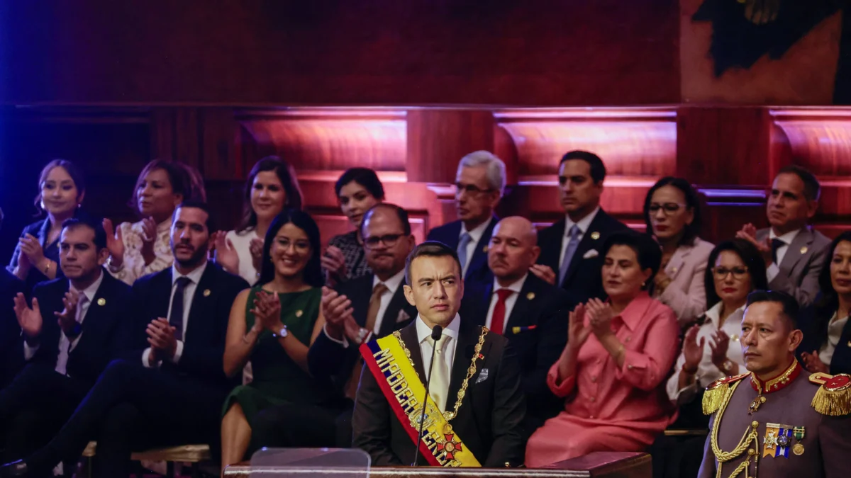 Noboa reivindicó su guerra contra el crimen en su primer informe ordinario ante la Asamblea Nacional de Ecuador