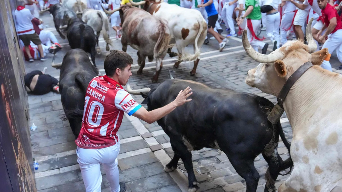 Segundo encierro de San Fermín: Cebada no hace honor a su leyenda negra