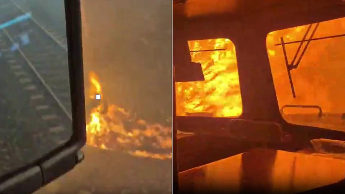 Un tren quedó atrapado entre las llamas en Ontario con tripulantes a bordo: el video del incendio y la nube tóxica que llegó a Nueva York