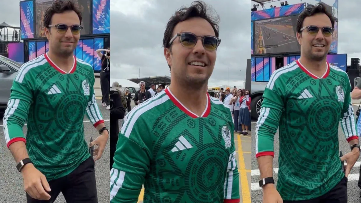 Checo Pérez calienta el México vs. Inglaterra: apareció con la camiseta del Tri en territorio británico