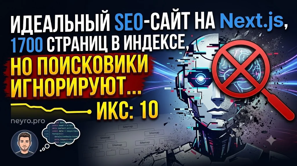 Анти‑кейс. Как создать технически идеальный сайт на Next.js про ИИ и нейросети и остаться без поискового трафика