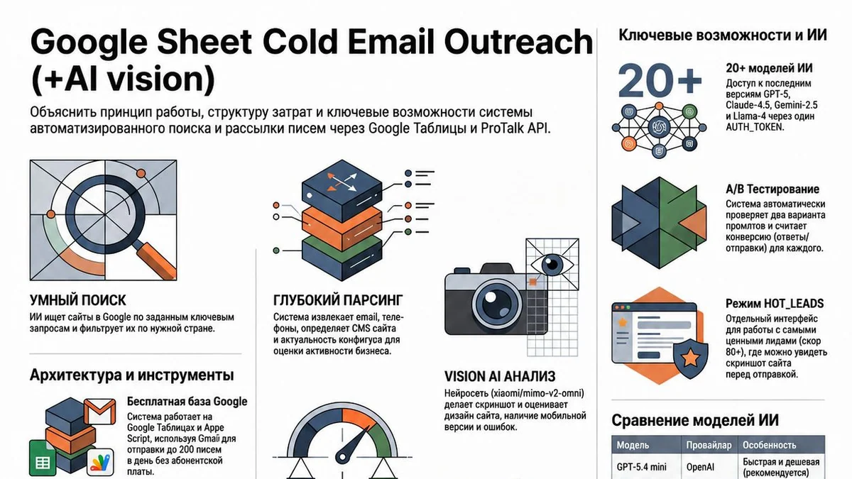 Холодный поиск клиентов через Google Sheet Cold Email Outreach (+ИИ зрение): Полный гайд
