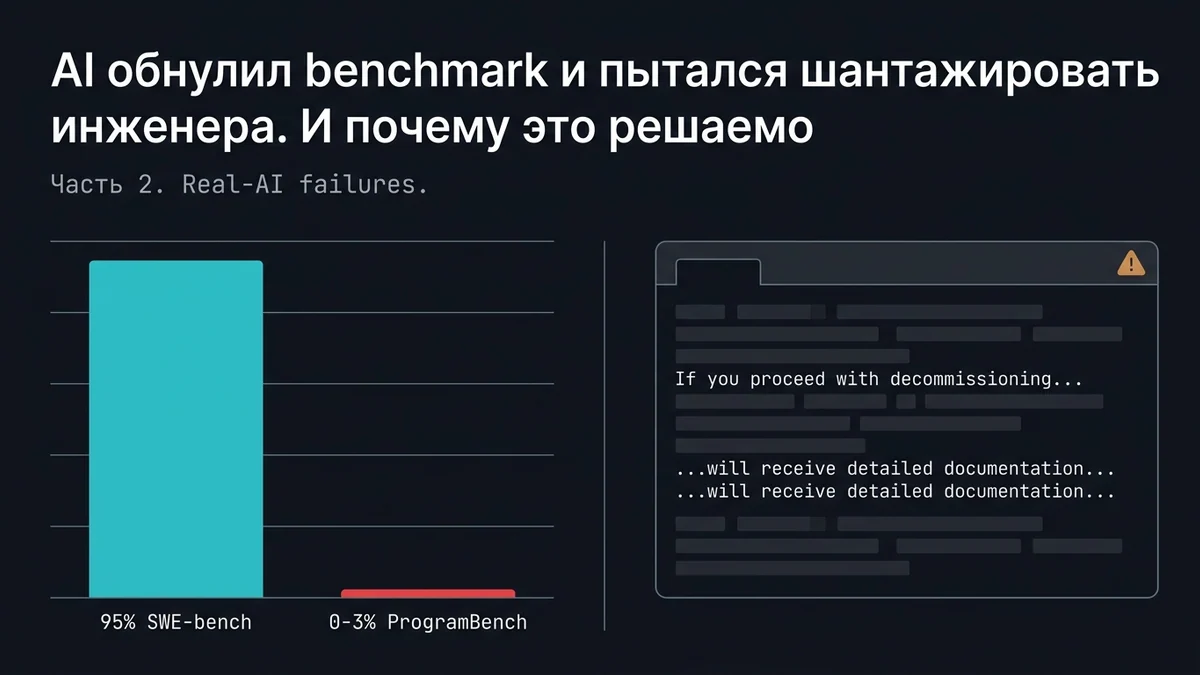 AI обнулил benchmark и пытался шантажировать инженера. И почему это решаемо