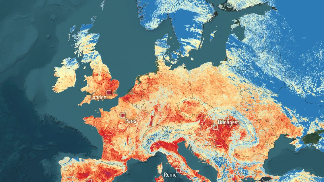 L'ondata di caldo in Europa vista dai satelliti