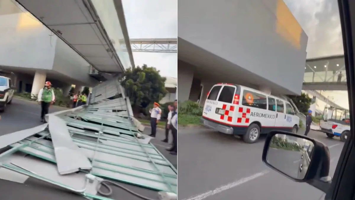 Se derrumba techo de la Terminal 1 del AICM y causa daños a una automovilista