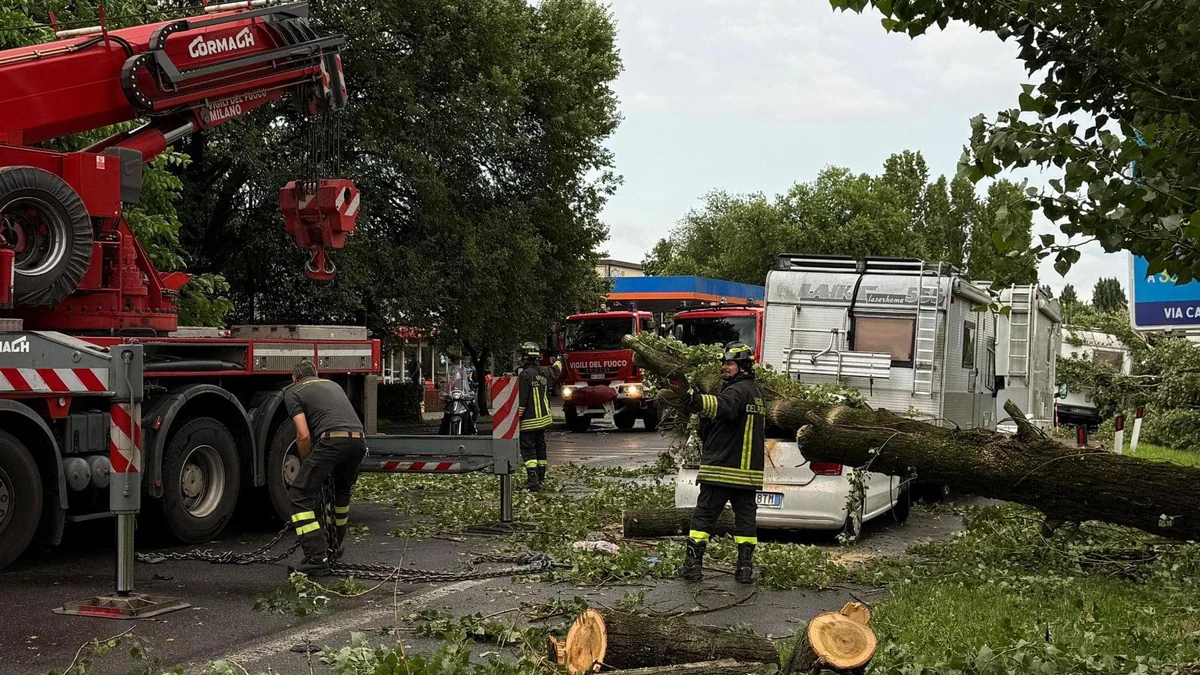 Trombe d’aria e temporali nel Milanese: decine di interventi per la caduta di rami e alberi