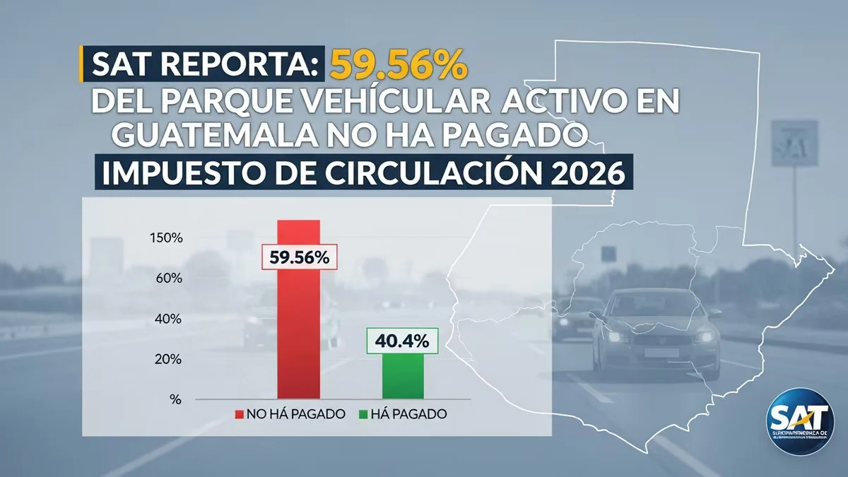 La SAT reporta que el 59.56% del parque vehicular activo en Guatemala aún no ha pagado el impuesto de circulación 2026
