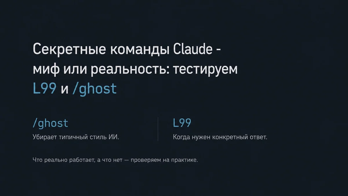 Секретные команды Claude — миф или реальность: тестируем L99 и /ghost