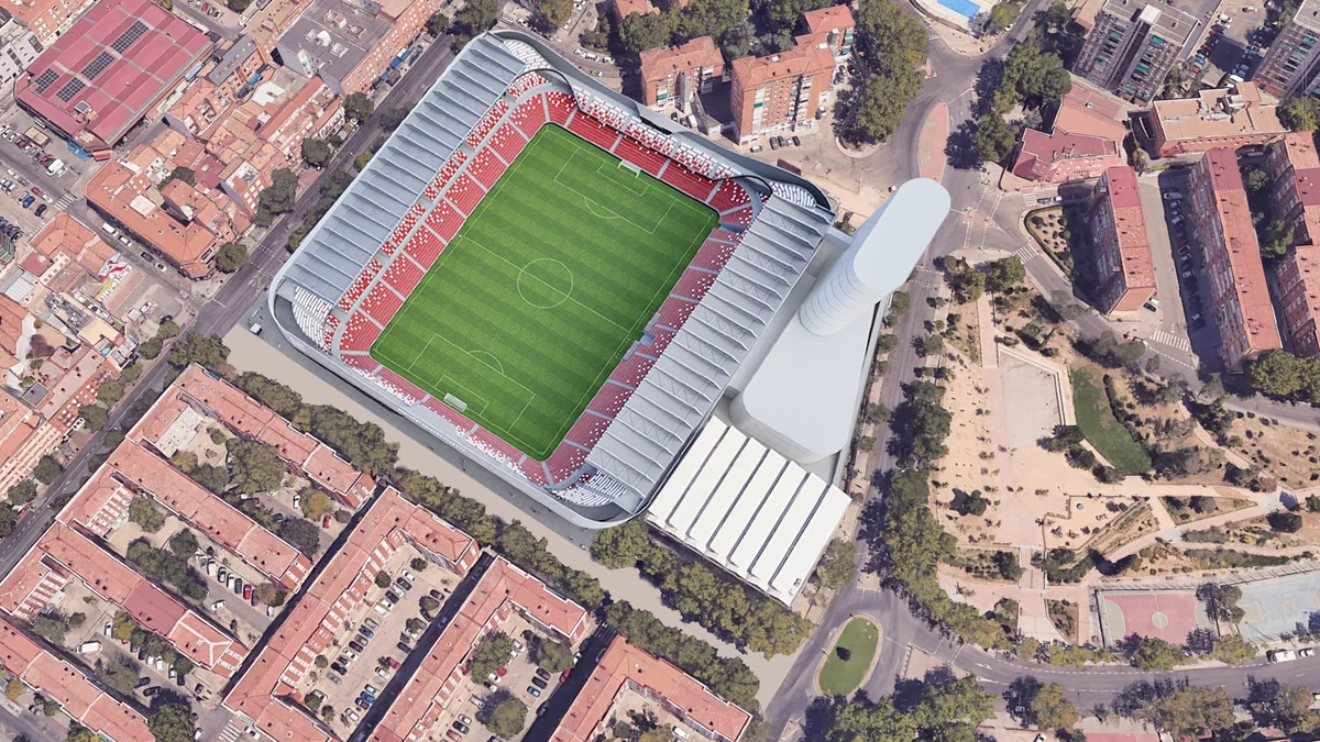 La apuesta de Ayuso para evitar que el Rayo se mude de Vallecas: un 'nuevo' estadio con torre panorámica, 'friso' digital, "doble piel" y una cuarta grada