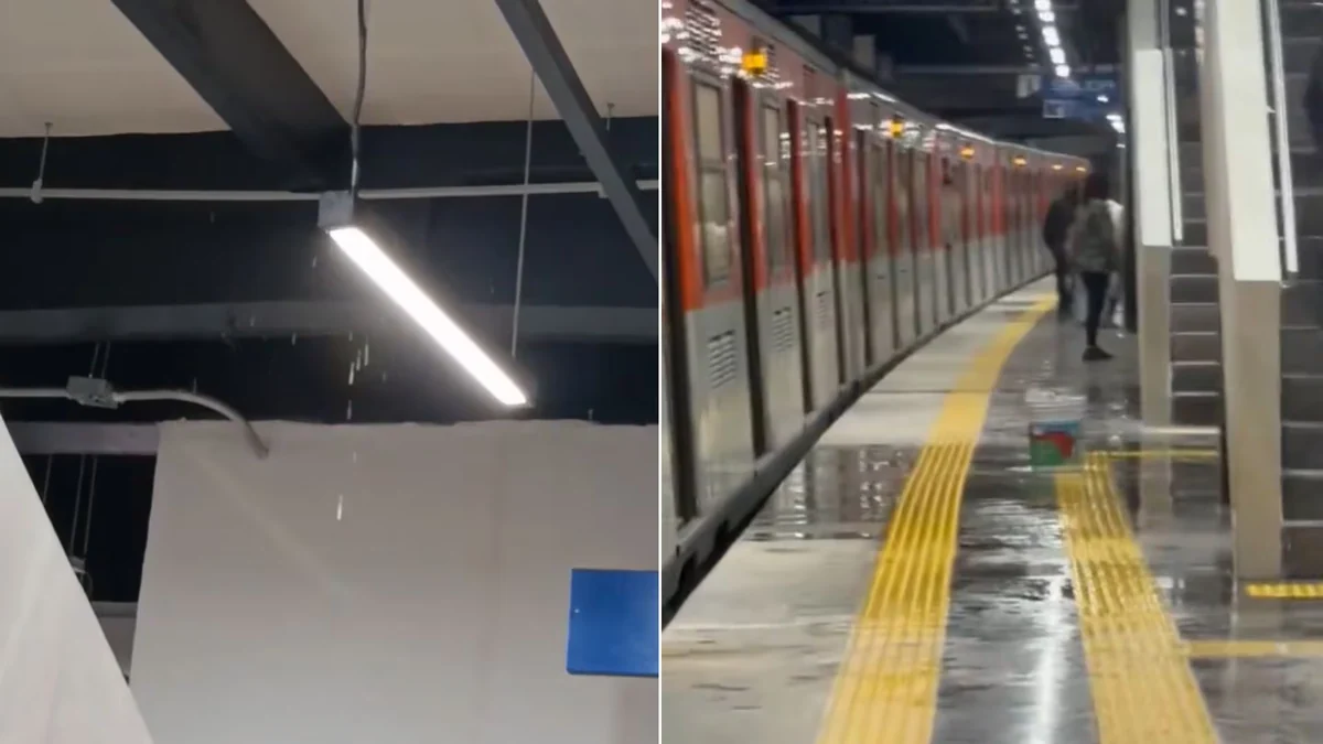 Lluvia provoca goteras en la estación San Antonio Abad de la Línea 2 del Metro CDMX horas después de ser inaugurada